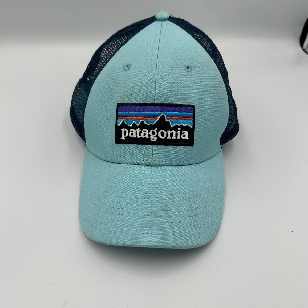 Patagonia Trucker Hat Mens OSFA Blue Mesh Snapback P-6 Logo Cap